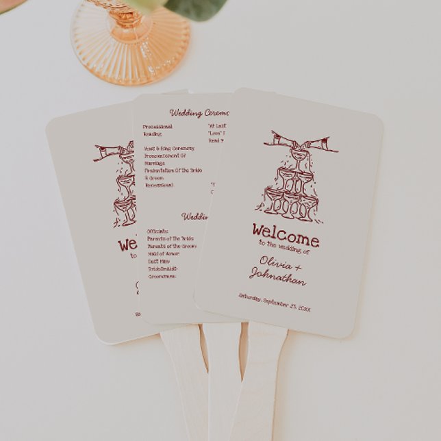 Leque Programa de Casamento com Desenhos à Mão (Criador carregado)