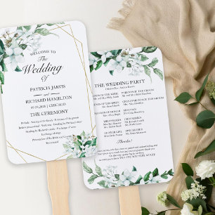 Leque Programa de Casamento com Flora Geométrica Elegant