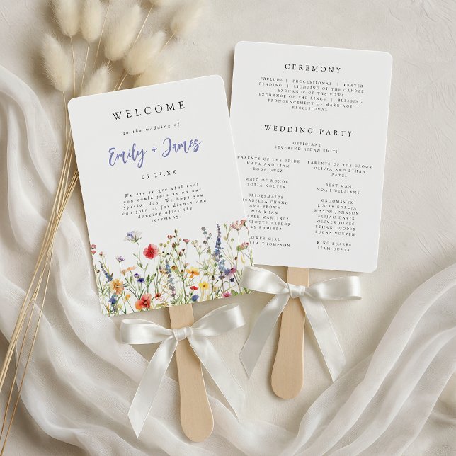 Leque Programa de Casamento com Flores Silvestres (Criador carregado)