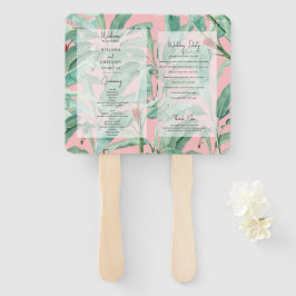 Leque Programa de Casamento com Folhas de Palmeira de Ba