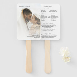 Leque Programa de Casamento com Foto Preto e Branco Eleg