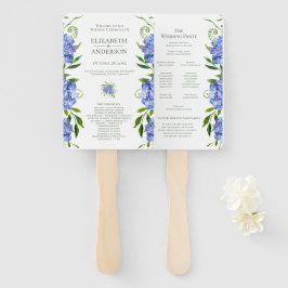 Leque Programa de Casamento com Hortênsias Azuis