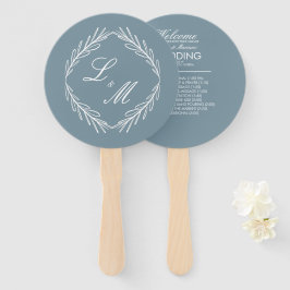 Leque Programa de Casamento com Letra Elegante Monograma