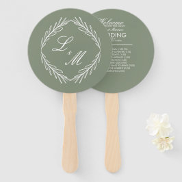 Leque Programa de Casamento com Letra Elegante Monograma