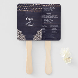 Leque Programa de Casamento com Luzes de Corda de Madeir