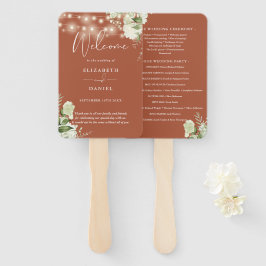 Leque Programa de Casamento com Luzes de Corda Floral em