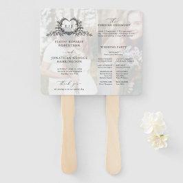 Leque Programa de Casamento com Monograma de Caligrafia 