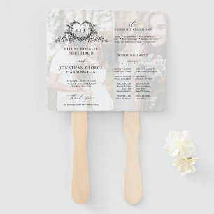 Leque Programa de Casamento com Monograma de Caligrafia