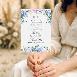 Leque Programa de Casamento com Monograma de Hortênsia A