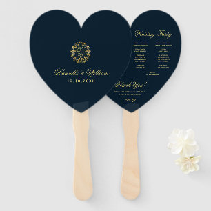 Leque Programa de Casamento com Monograma em Grinalda Do