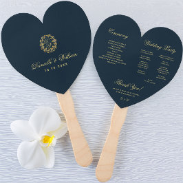 Leque Programa de Casamento com Monograma em Grinalda Do