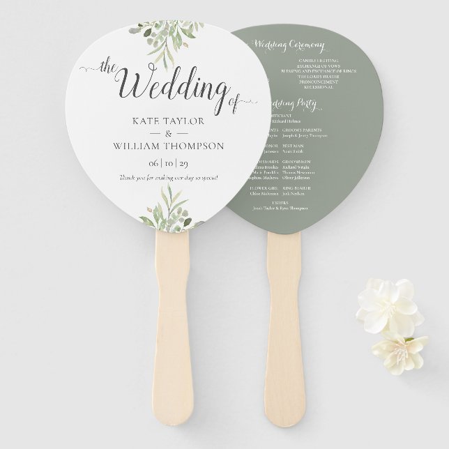 Leque Programa de Casamento com Roteiro de Vegetação Bot (Frente e Verso)