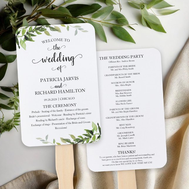 Leque Programa de Casamento com Vegetação Botânica Elega (Criador carregado)