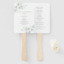 Leque Programa de Casamento com Verdura de Eucalipto