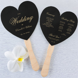 Leque Programa de Casamento Coração com Letra Elegante O