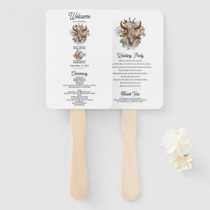 Leque Programa de Casamento Crânio de Boho do País Ocide
