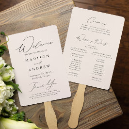 Leque Programa de Casamento Creme Elegante Moderno