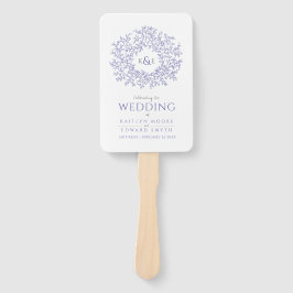 Leque programa de casamento da arte do monograma azul