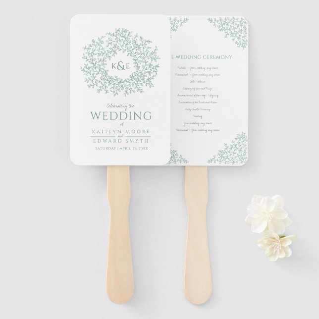 Leque Programa de casamento da arte do monograma desenha (Frente e Verso)