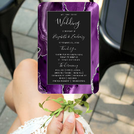 Leque Programa de Casamento Dark Purple Silver Ágata