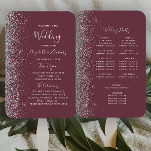 Leque Programa de Casamento de Borda Glitter Silver Silv