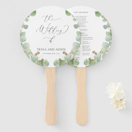 Leque Programa de Casamento de Caligrafia em Aquarela Ve