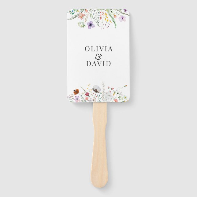 Leque Programa de Casamento de Campo de Flores Silvestre (Frente)