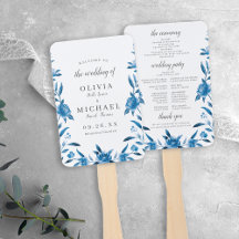 Programa de Casamento de Chinoiserie floral Blue W