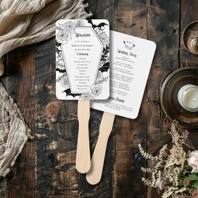 Leque Programa de Casamento de Coffin Floral Elegante (Criador carregado)