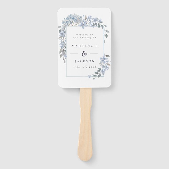 Leque Programa de Casamento de Cor de Água com Quadros d (Frente)