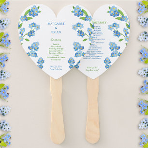 Leque Programa de Casamento de Flores Azuis Esquece-Me-N