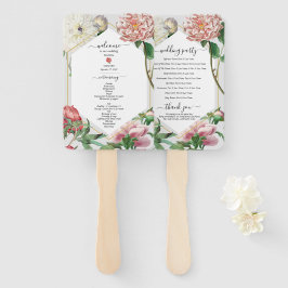 Leque Programa de Casamento de Flores Brancas Rosa