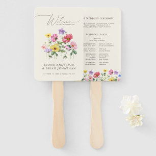 Leque Programa de Casamento de Flores Chic Floral Rustic