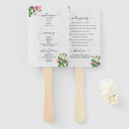 Leque Programa de Casamento de Flores de Aquarela Magnol