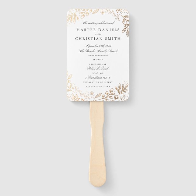 Leque Programa de Casamento de Flores de Colheita (Frente)