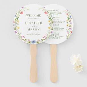 Leque Programa de Casamento de Flores Selvagens Coloful