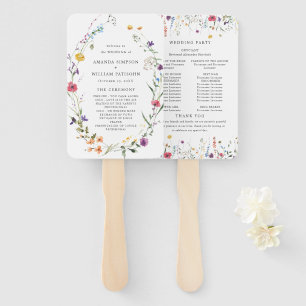 Leque Programa de Casamento de Flores Selvagens de Aquar