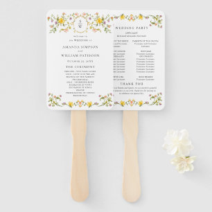 Leque Programa de Casamento de Flores Selvagens de Aquar