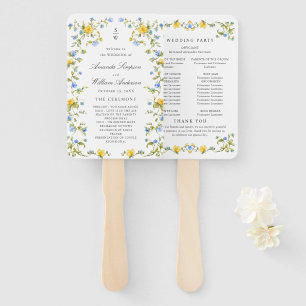 Leque Programa de Casamento de Flores Selvagens de Aquar