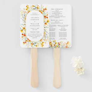 Leque Programa de Casamento de Flores Selvagens de Aquar