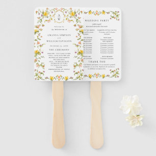 Leque Programa de Casamento de Flores Selvagens de Aquar