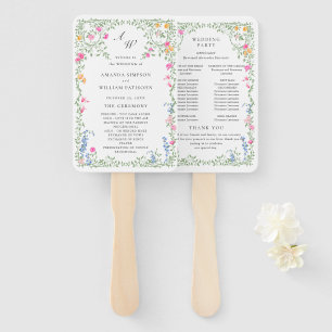 Leque Programa de Casamento de Flores Selvagens de Aquar