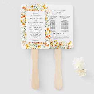 Leque Programa de Casamento de Flores Selvagens de Aquar