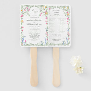 Leque Programa de Casamento de Flores Selvagens de Aquar