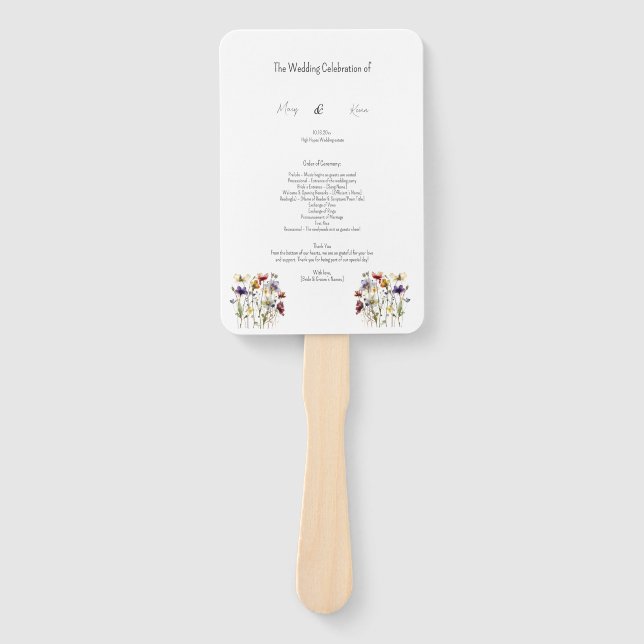 Leque Programa de Casamento de Flores Selvagens, persona (Frente)