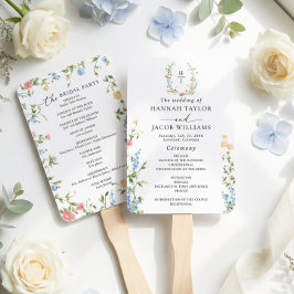 Leque Programa de Casamento de Flores Silvestres Elegant