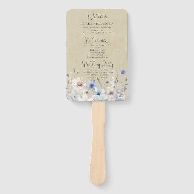 Leque Programa de Casamento de Flores Silvestres Moderna (Frente)