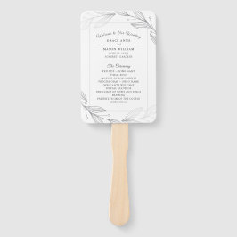 Leque Programa de Casamento de Folhas Botânicas de Prata