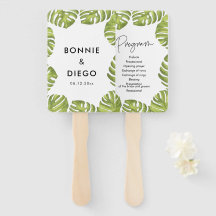 Programa de casamento de folhas verdes tropicais