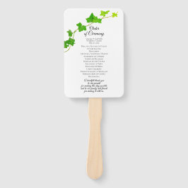 Leque Programa de Casamento de Foliagem de Ivy em Inglês